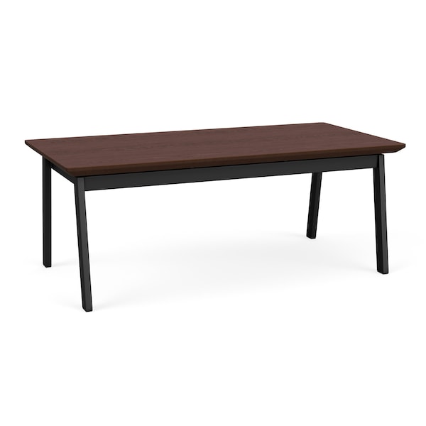 Lesro Newport Coffee Table Metal Frame 20x40in High Pressure Laminate Top, Black, Cocoa Walnut top NP0840 - main